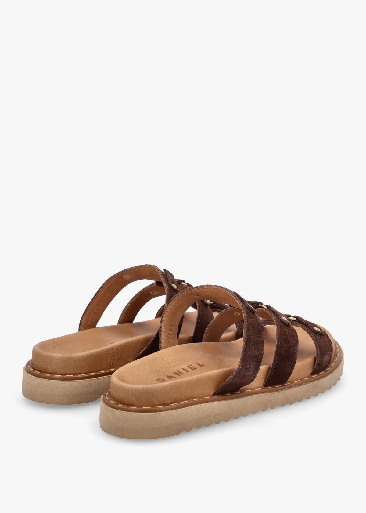 Ilene Brown Suede Three Bar Chunky Mules
