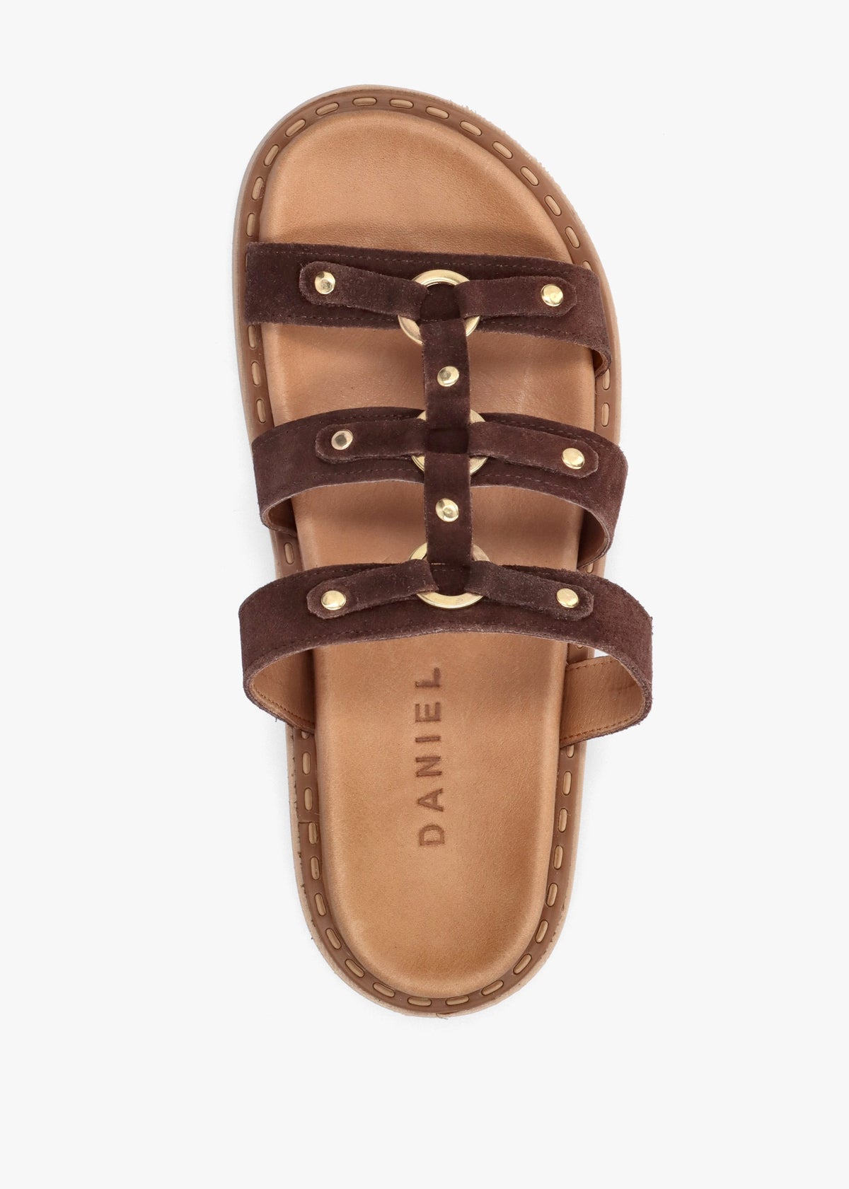 Ilene Brown Suede Three Bar Chunky Mules