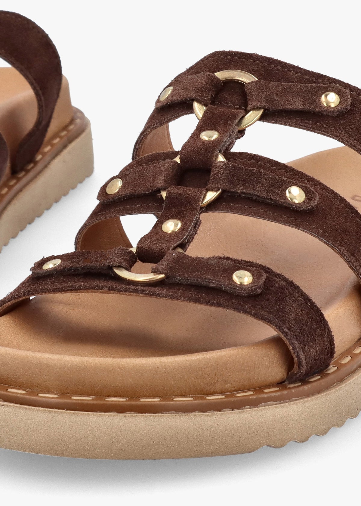 Ilene Brown Suede Three Bar Chunky Mules