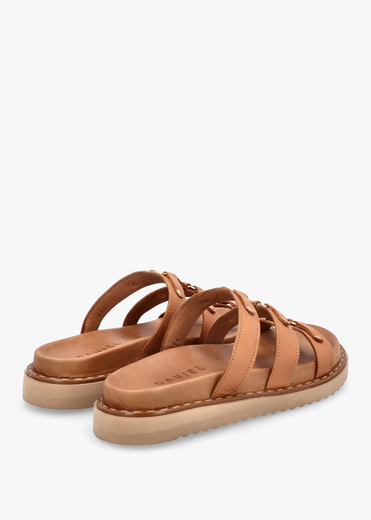 Ilene Tan Leather Three Bar Chunky Mules