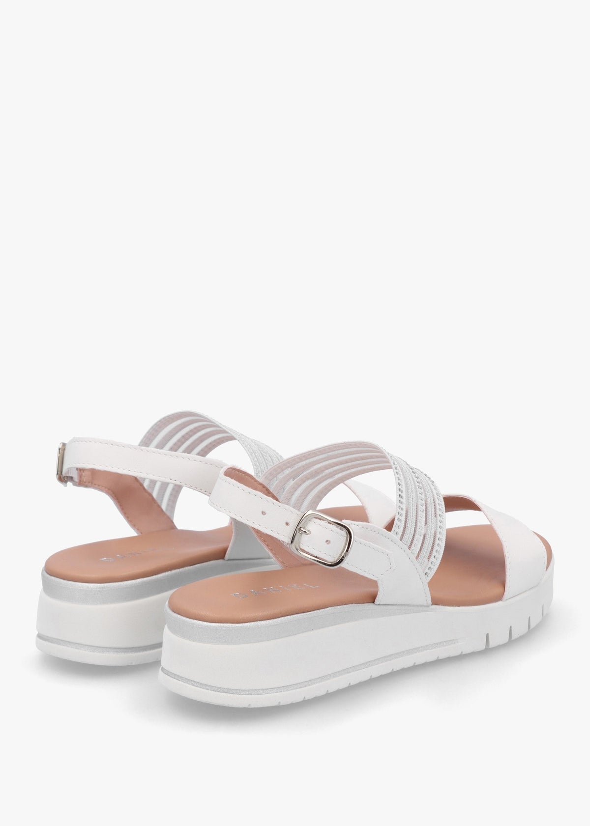 Lozette White Leather Low Wedge Sandals