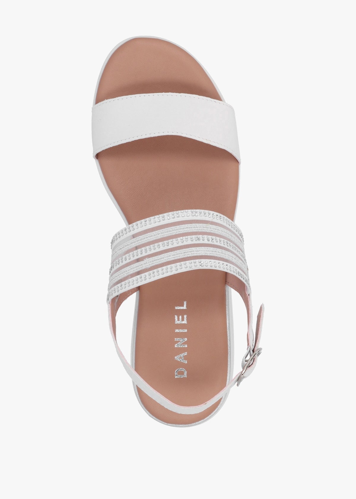 Lozette White Leather Low Wedge Sandals