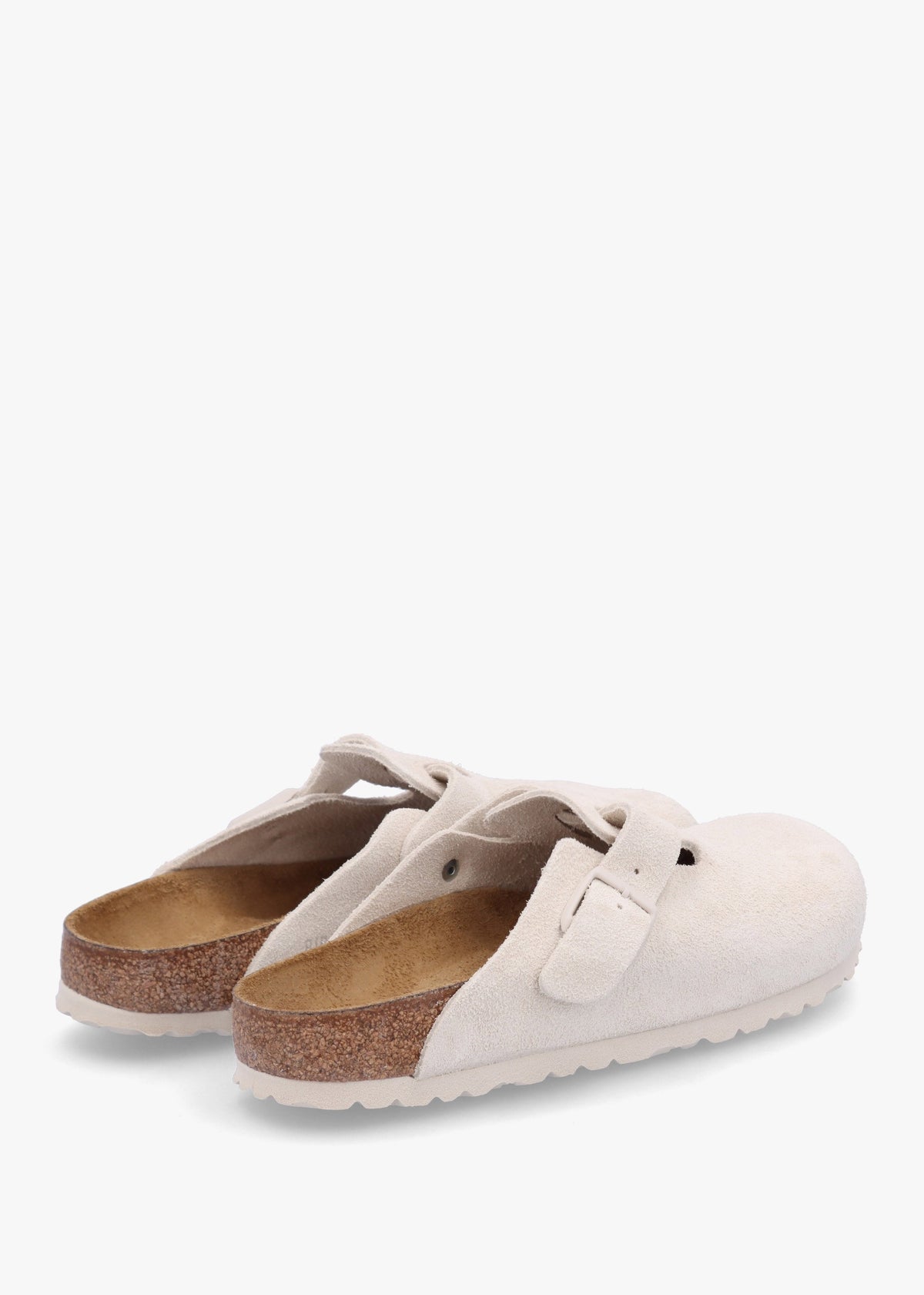 Boston Antique White Suede Leather Clogs