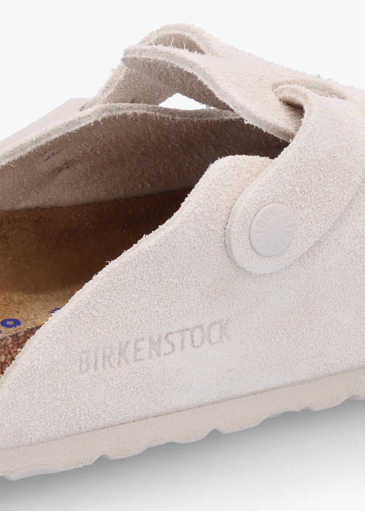 Boston Antique White Suede Leather Clogs