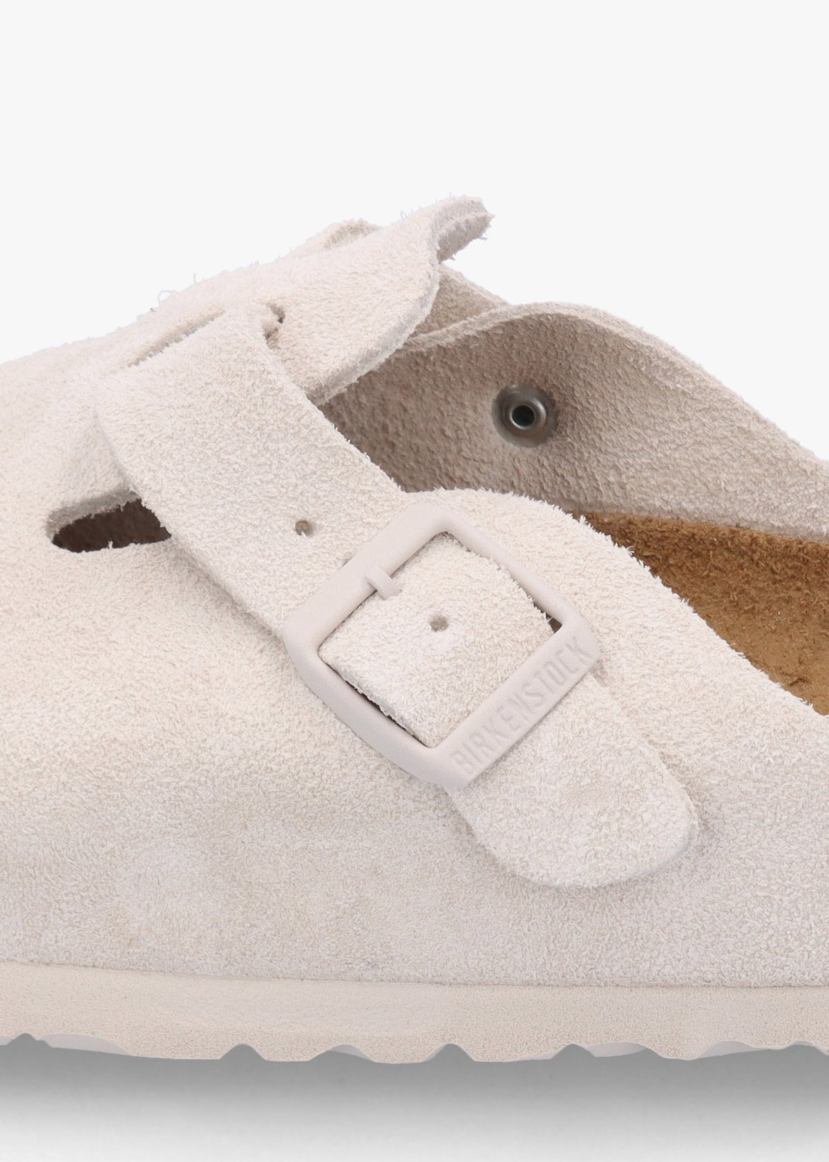 Boston Antique White Suede Leather Clogs