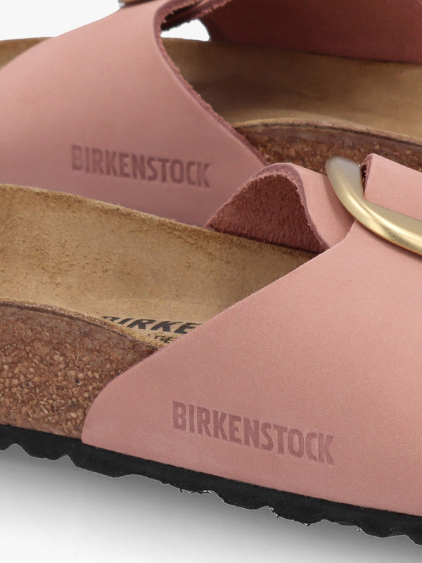Madrid Big Buckle Old Rose Nubuck Leather Mules