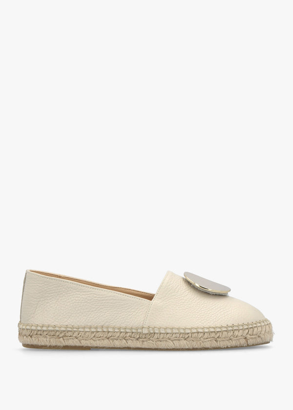 Jessie Cream Leather Espadrilles