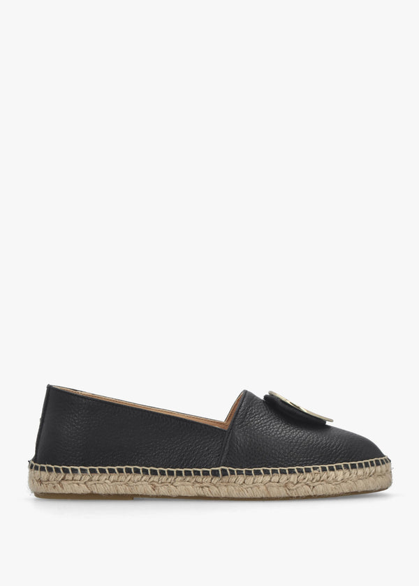 Jessie Black Leather Espadrilles