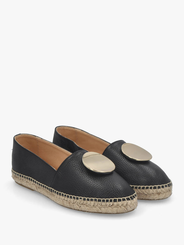 Jessie Black Leather Espadrilles