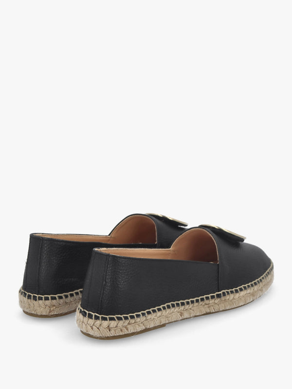 Jessie Black Leather Espadrilles