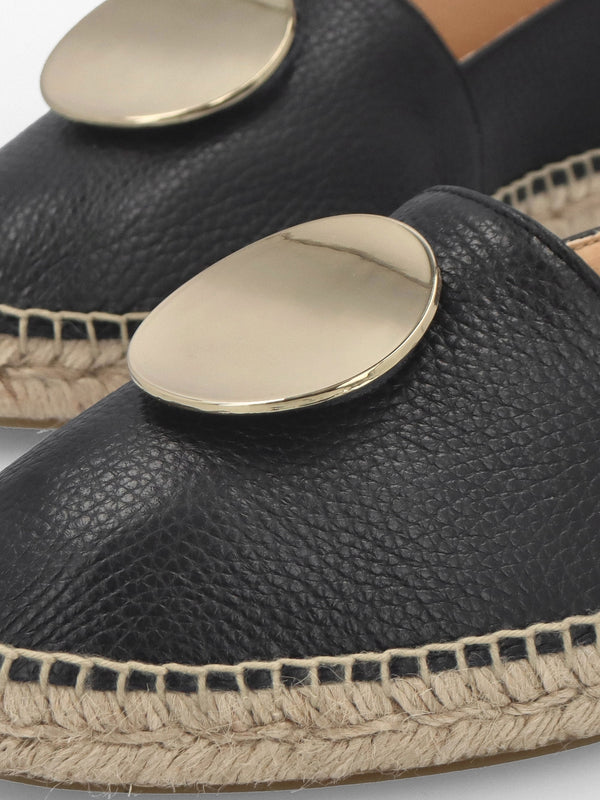 Jessie Black Leather Espadrilles