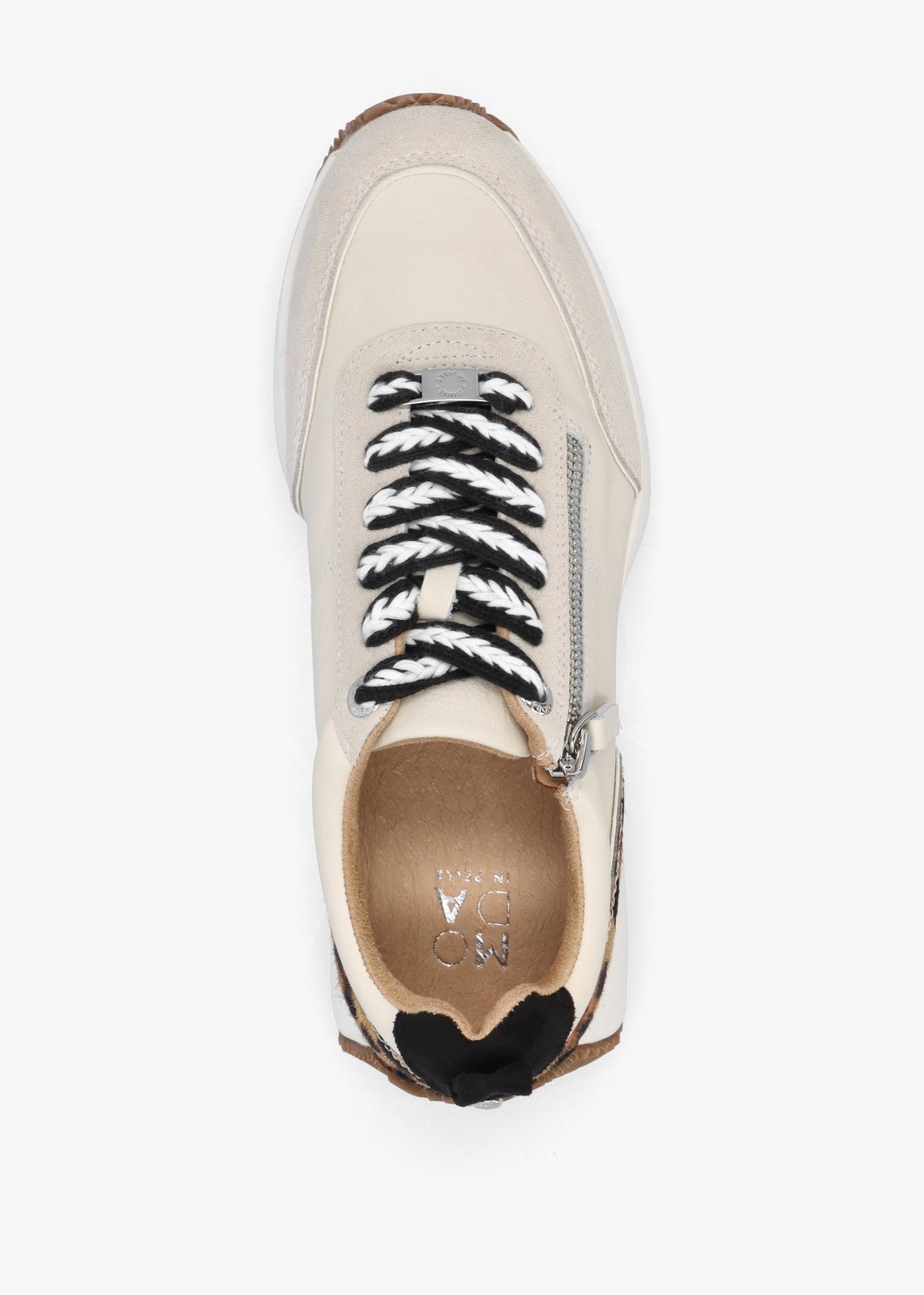 Delphinea White Leopard Pony Hair Leather & Suede Trainers