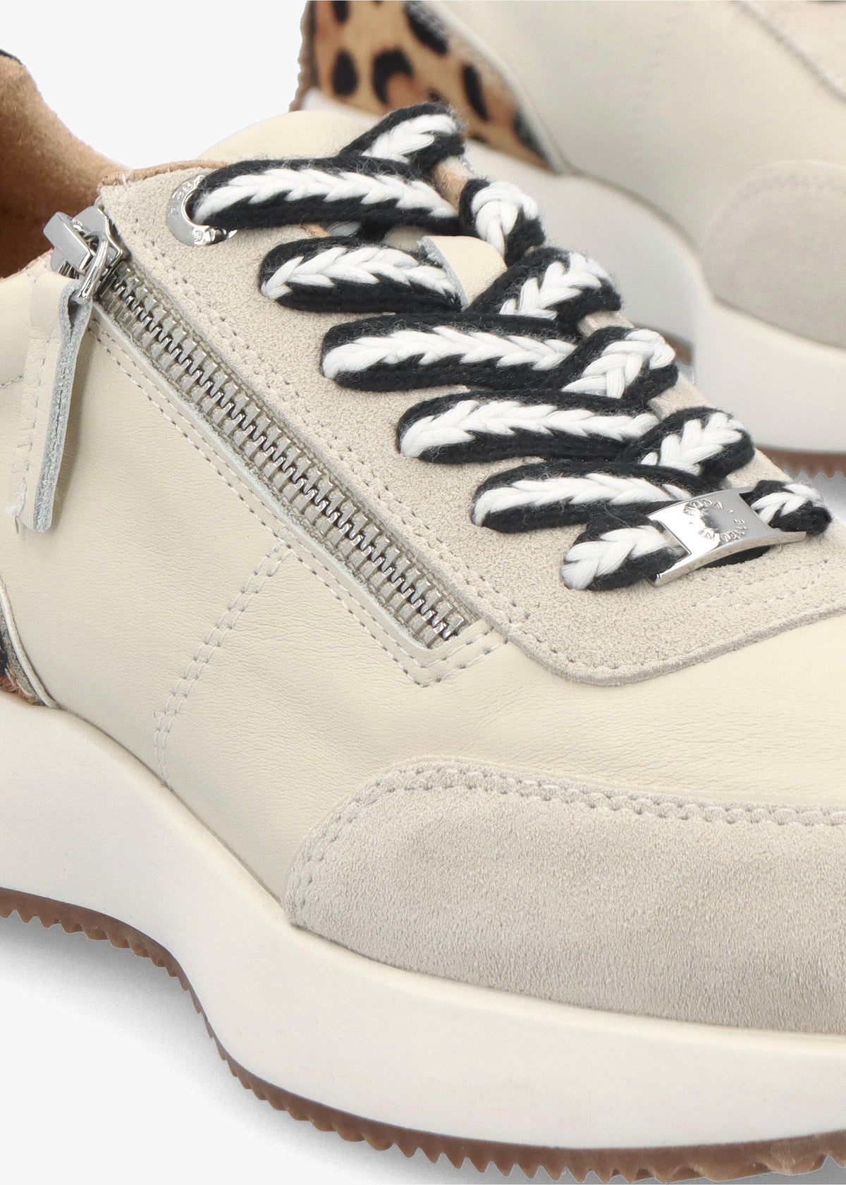 Delphinea White Leopard Pony Hair Leather & Suede Trainers