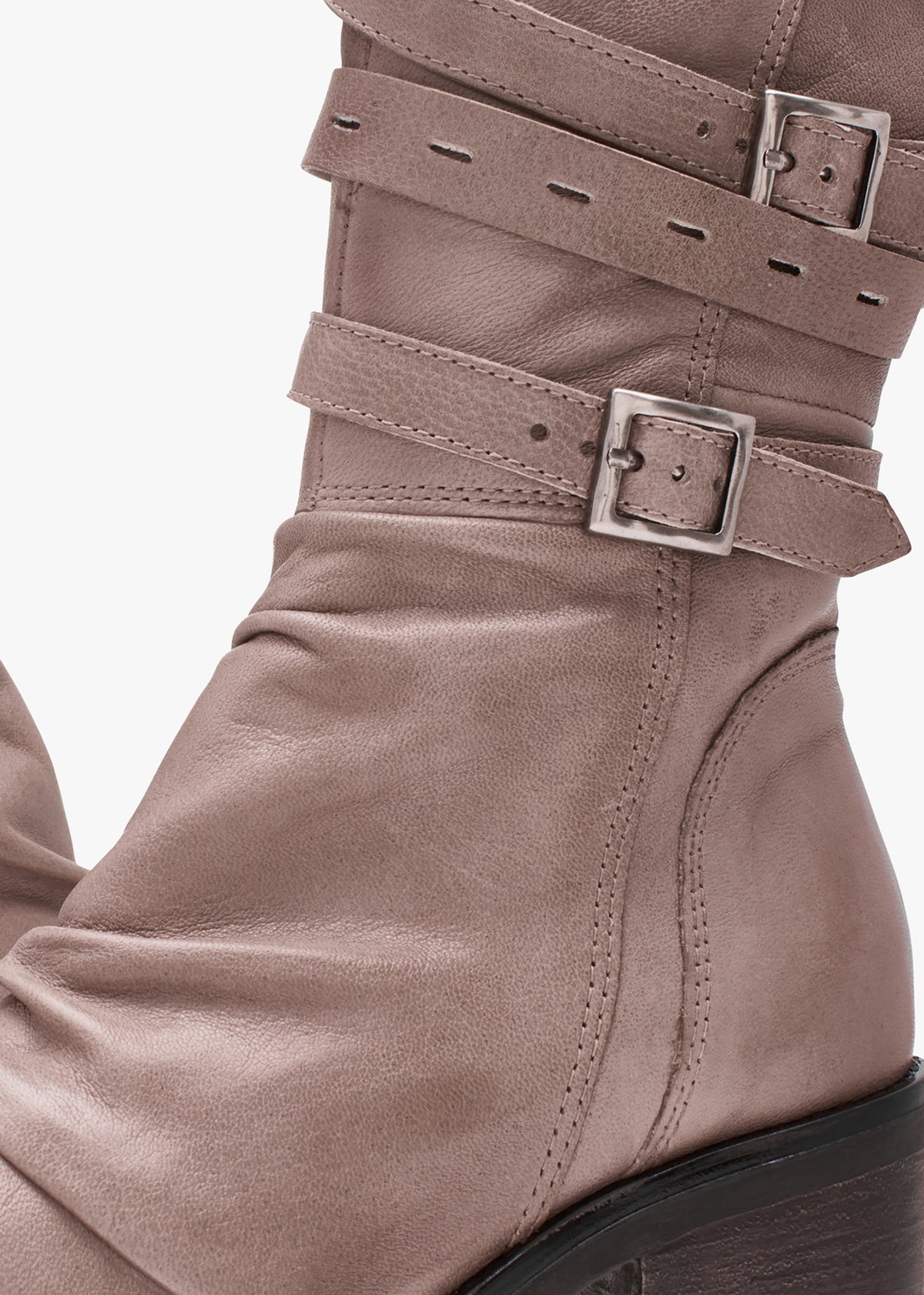 Moda In Pelle Brendie Taupe Leather Block Heel Calf Boots