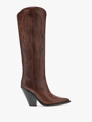 Rancho Maxi Flower Brown Leather Western Knee Boots
