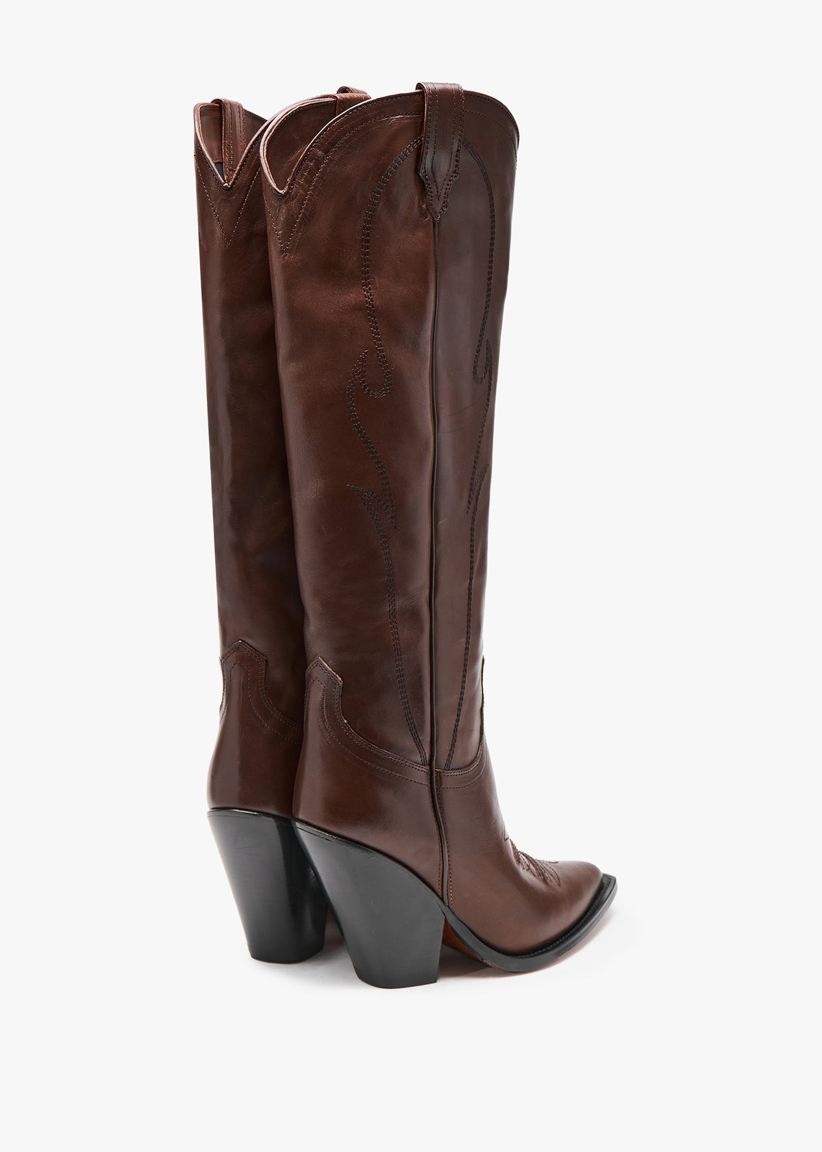 Rancho Maxi Flower Brown Leather Western Knee Boots