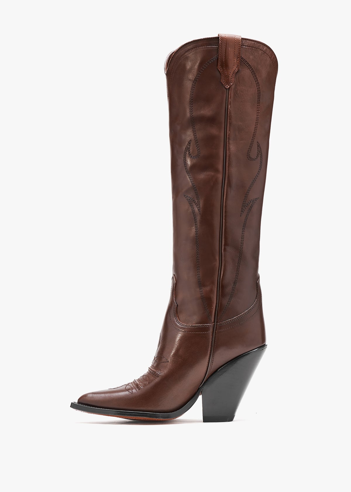 Rancho Maxi Flower Brown Leather Western Knee Boots