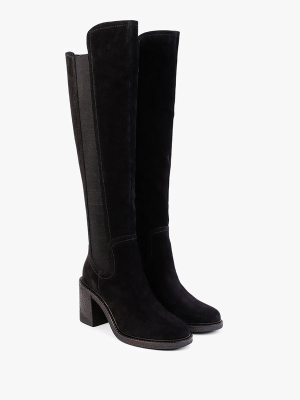 Seety Black Suede Knee Boots