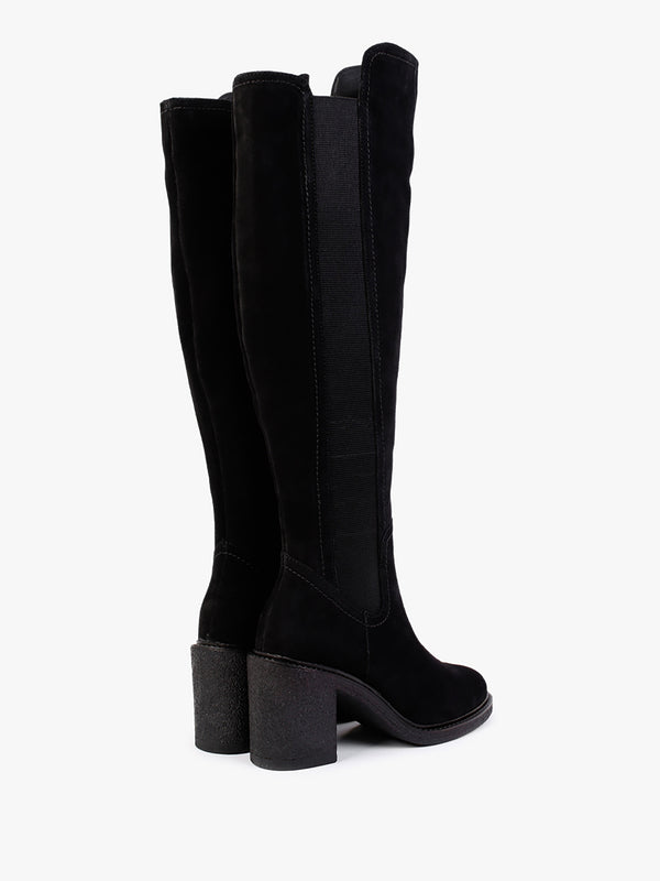 Seety Black Suede Knee Boots