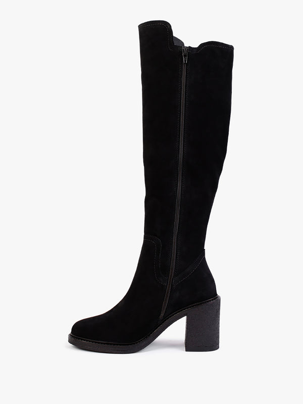 Seety Black Suede Knee Boots