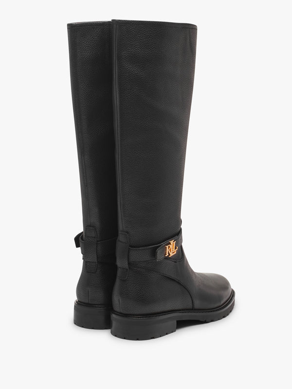 Hallee Black Leather Knee Boots