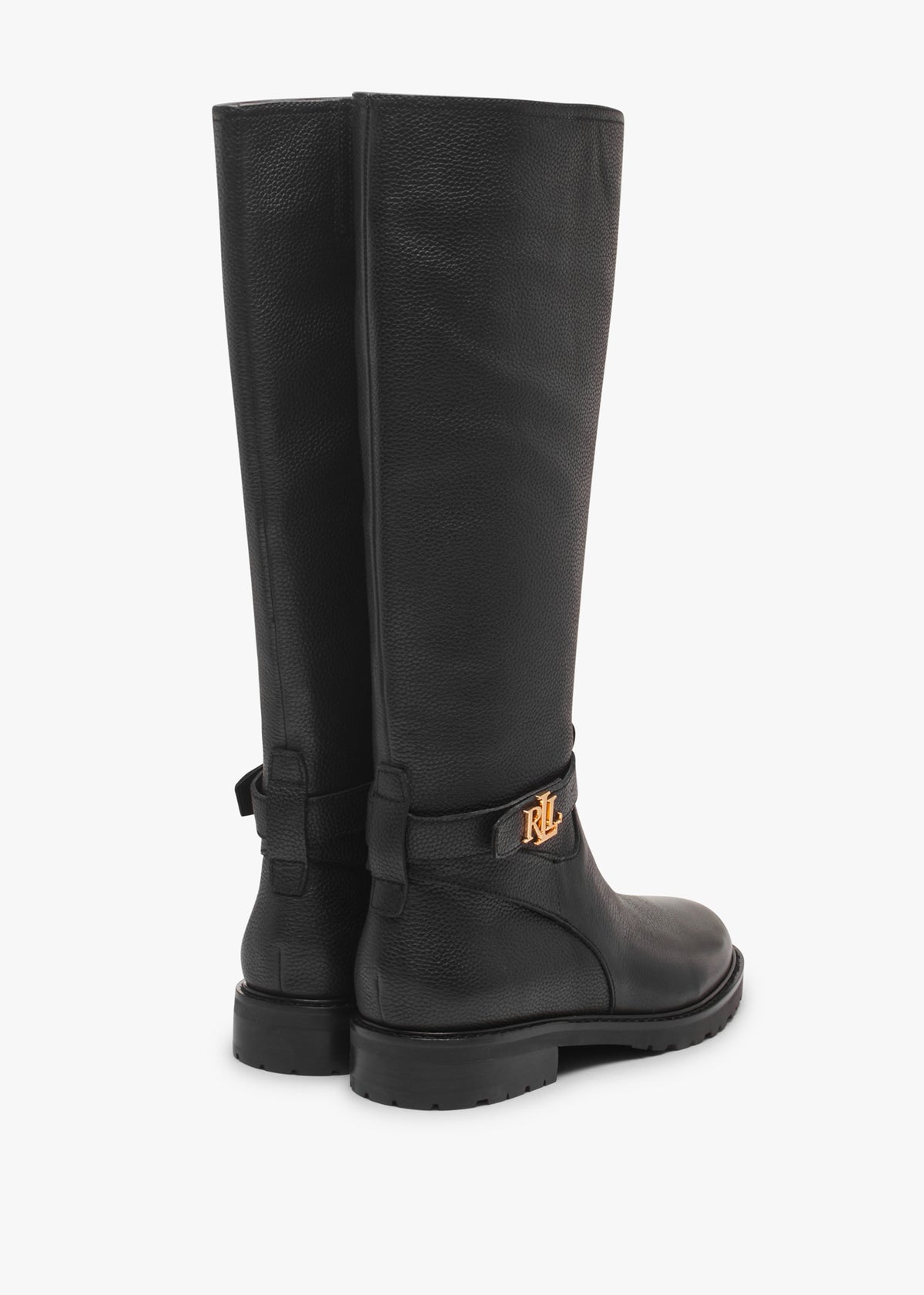 Hallee Black Leather Knee Boots