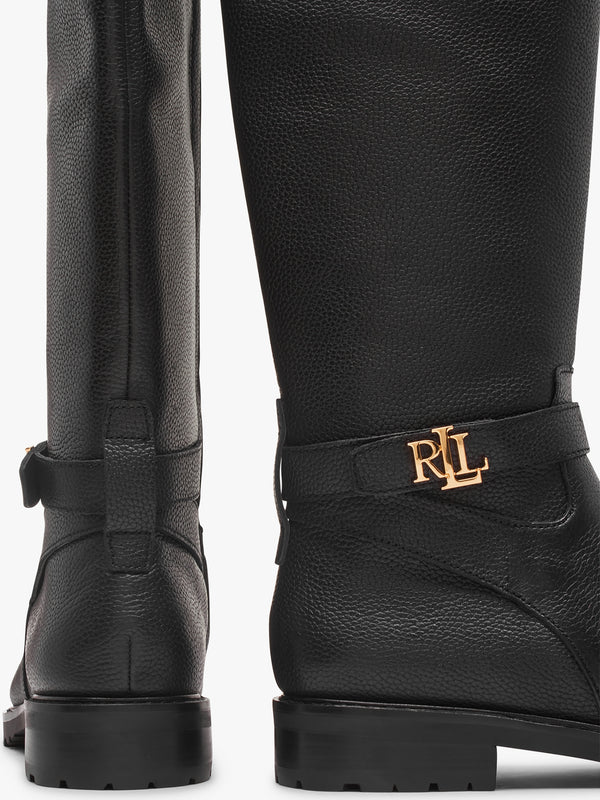 Hallee Black Leather Knee Boots