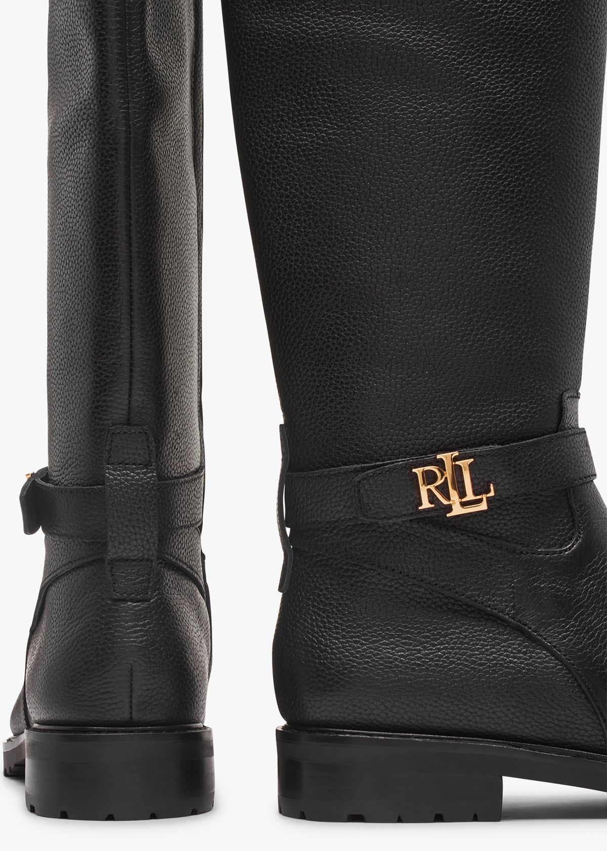Hallee Black Leather Knee Boots