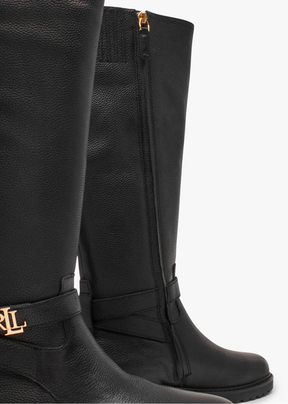 Hallee Black Leather Knee Boots