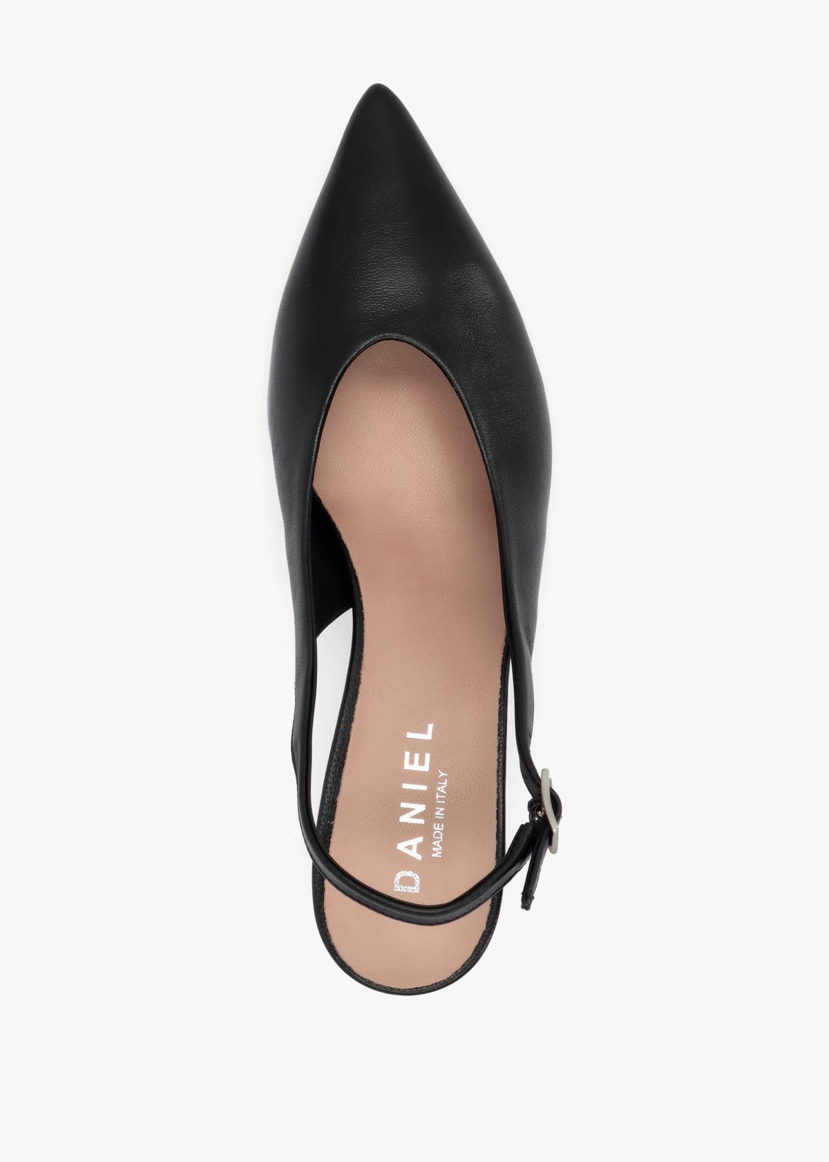 Siamma Black Leather Kitten Heel Sling Backs