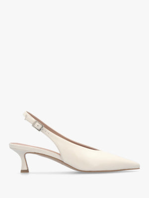 Siamma Cream Leather Kitten Heel Sling Backs
