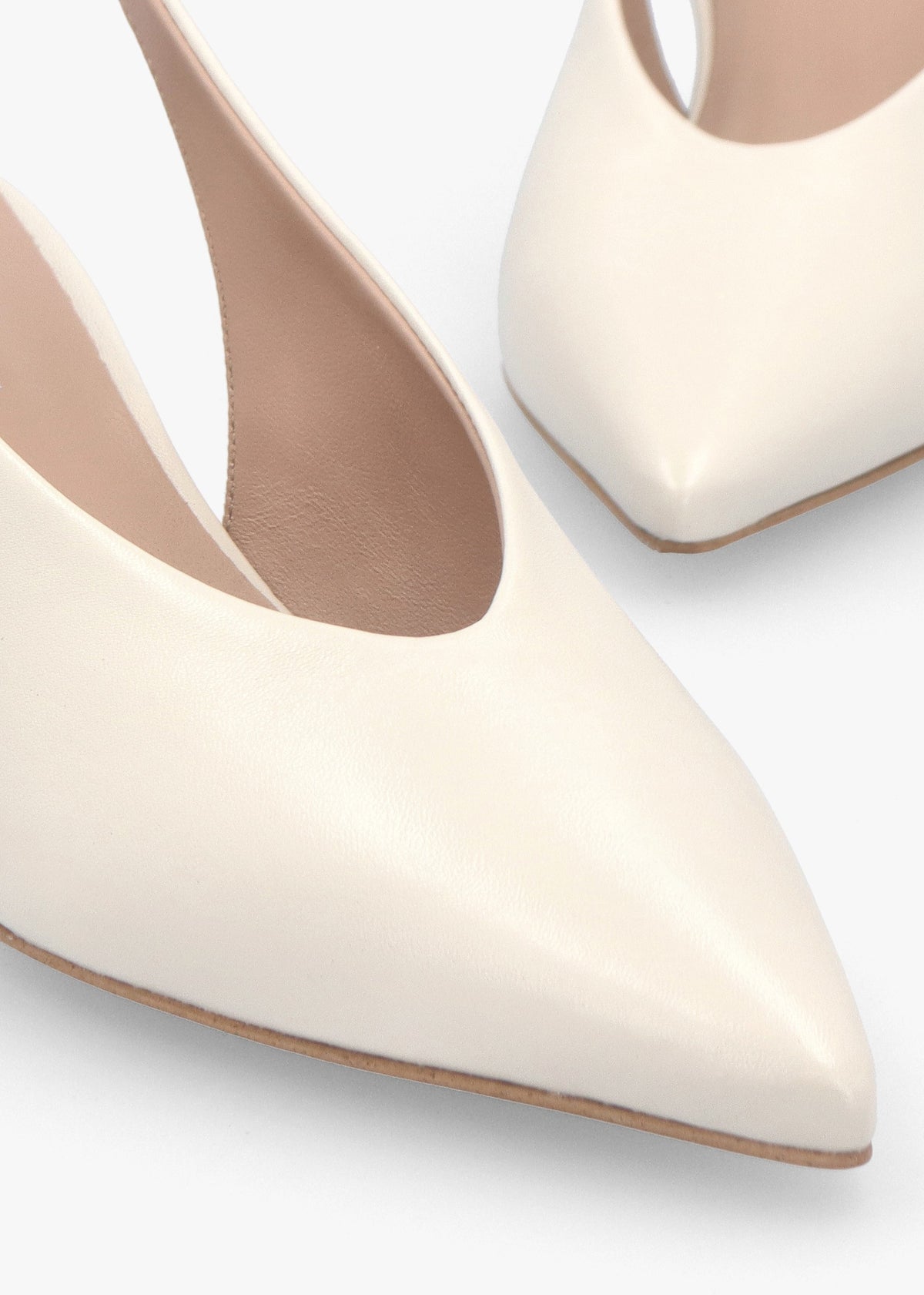Siamma Cream Leather Kitten Heel Sling Backs