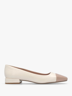 Saria Cream Leather Toe Cap Pumps