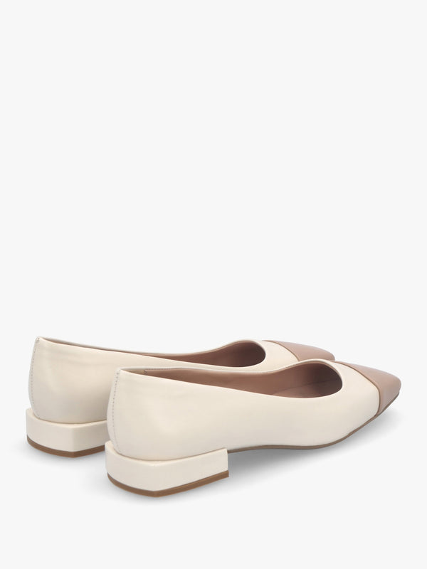 Saria Cream Leather Toe Cap Pumps