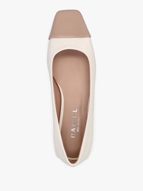 Saria Cream Leather Toe Cap Pumps