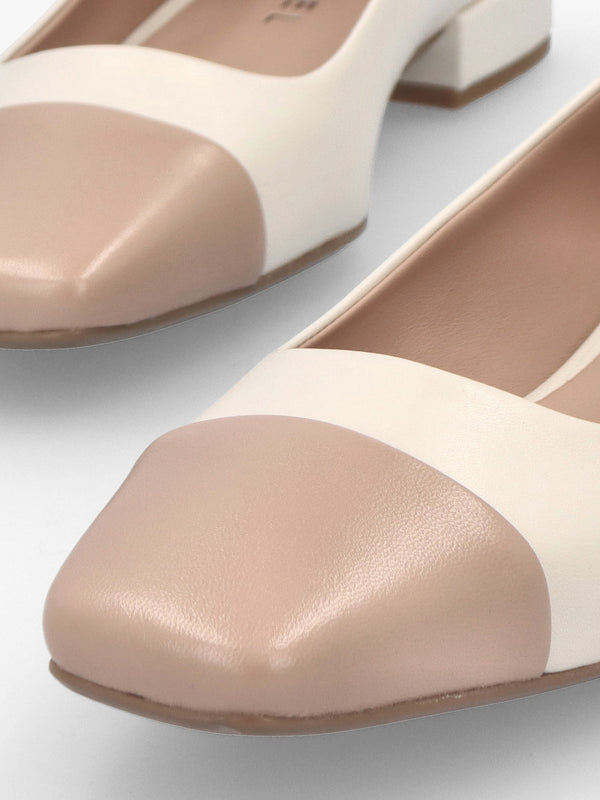 Saria Cream Leather Toe Cap Pumps