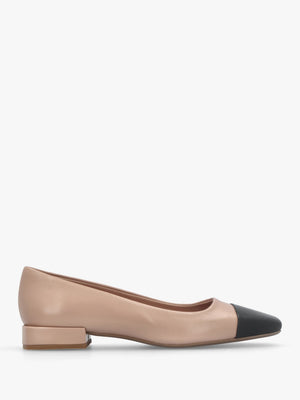 Saria Nude Leather Toe Cap Pumps