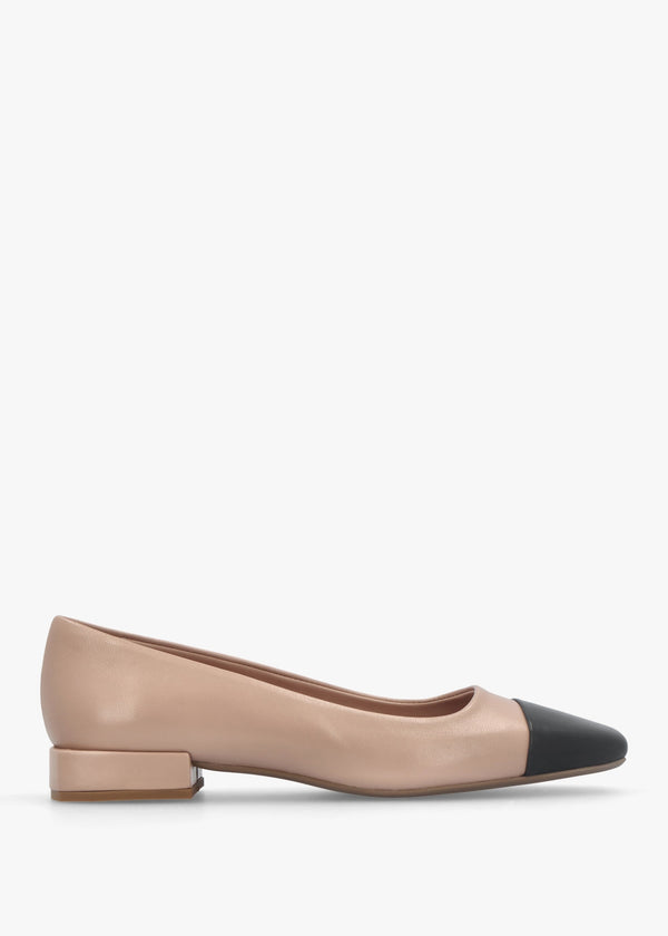 Saria Nude Leather Toe Cap Pumps