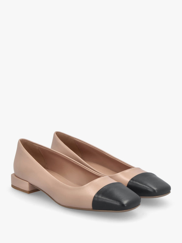 Saria Nude Leather Toe Cap Pumps