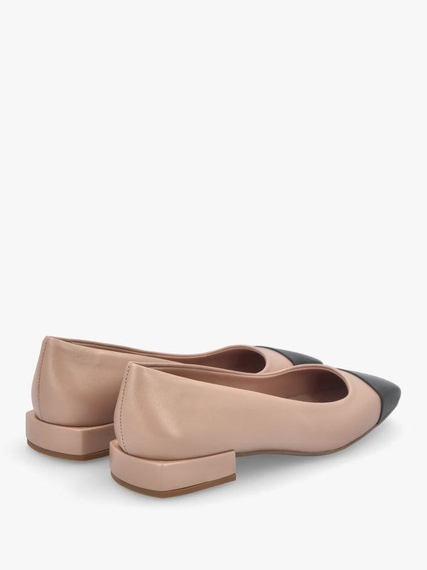 Saria Nude Leather Toe Cap Pumps