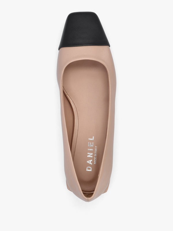 Saria Nude Leather Toe Cap Pumps