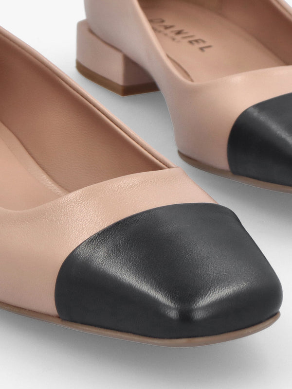 Saria Nude Leather Toe Cap Pumps