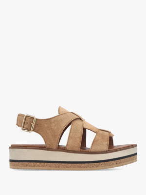 Amsty Tan Suede Slab Sole Fisherman Sandals