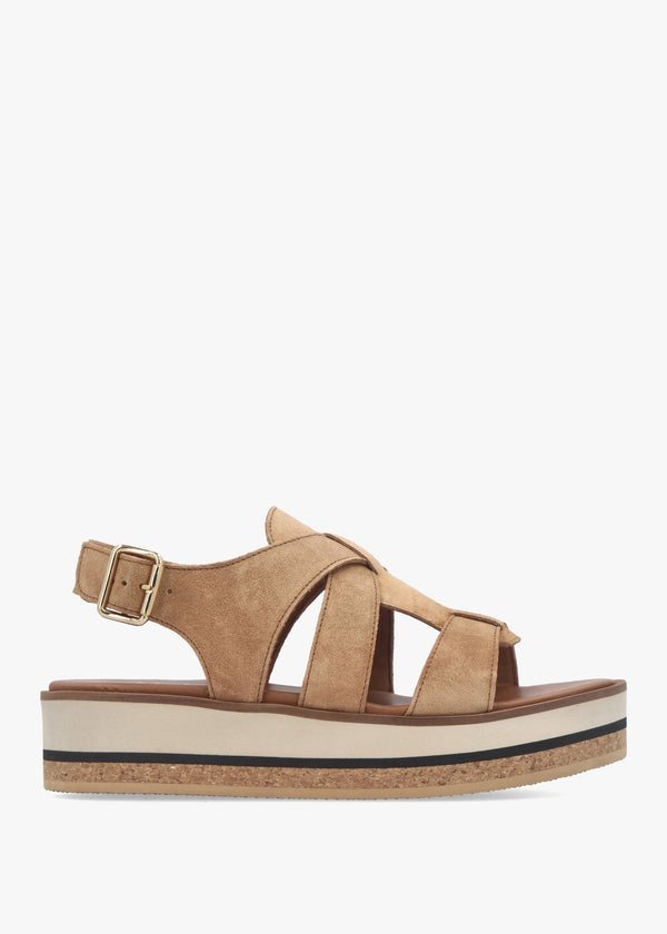 Amsty Tan Suede Slab Sole Fisherman Sandals