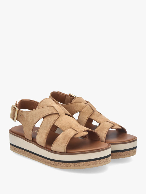 Amsty Tan Suede Slab Sole Fisherman Sandals