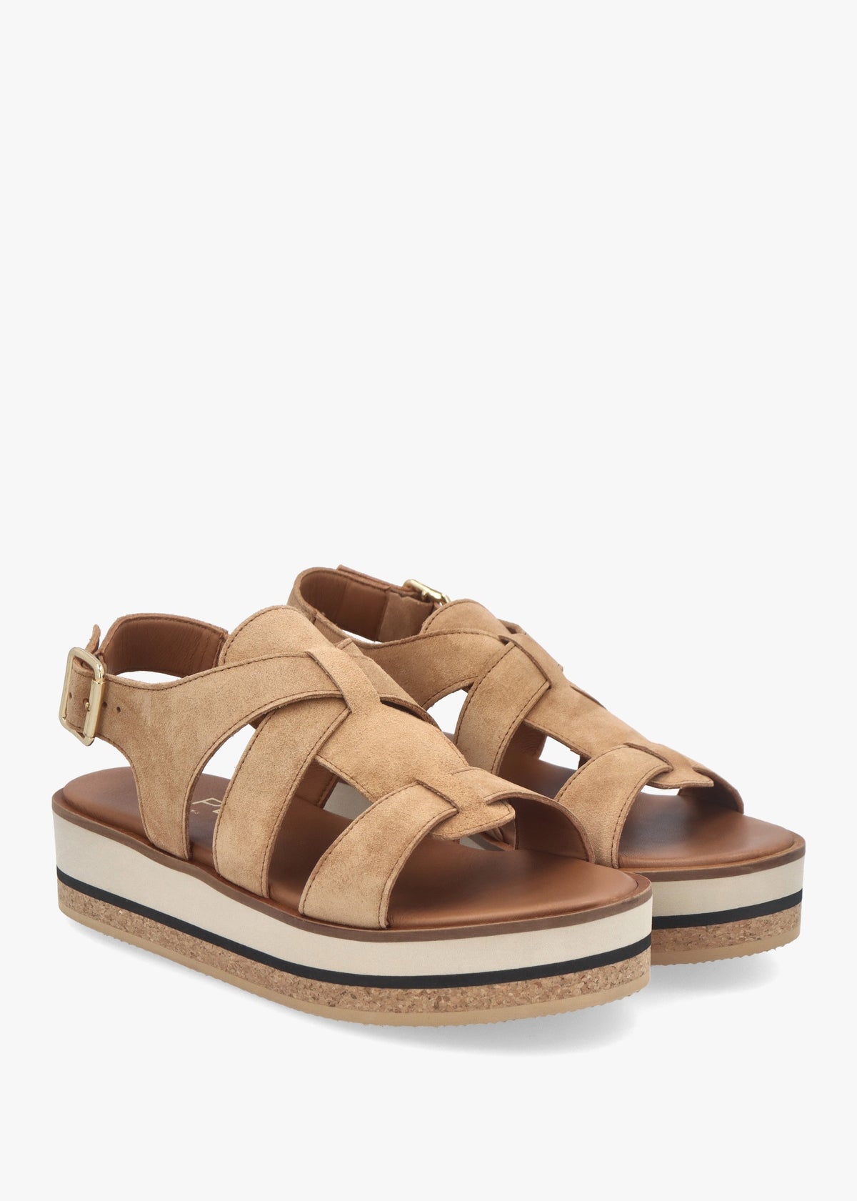 Amsty Tan Suede Slab Sole Fisherman Sandals