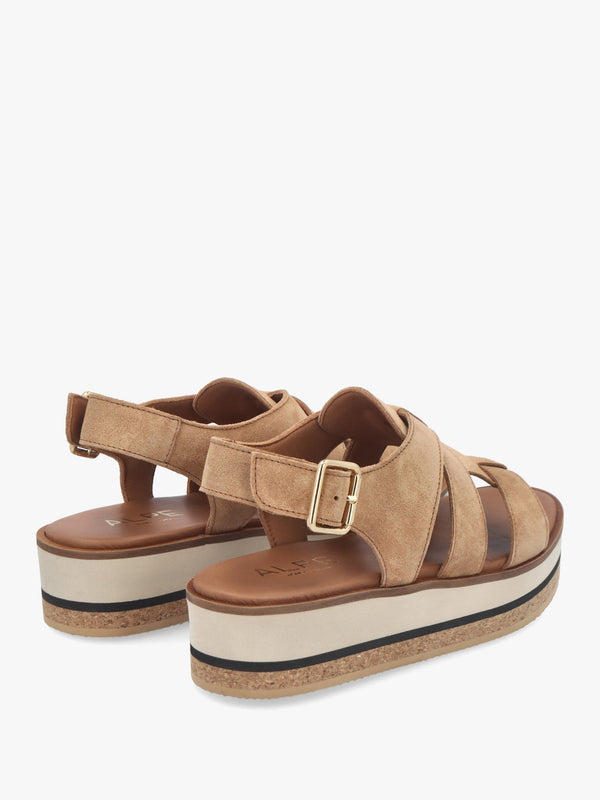 Amsty Tan Suede Slab Sole Fisherman Sandals
