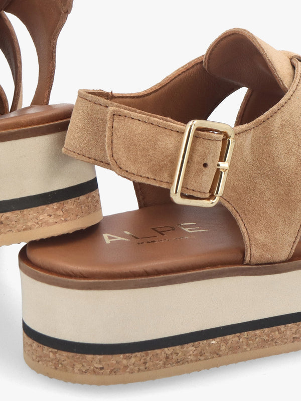 Amsty Tan Suede Slab Sole Fisherman Sandals