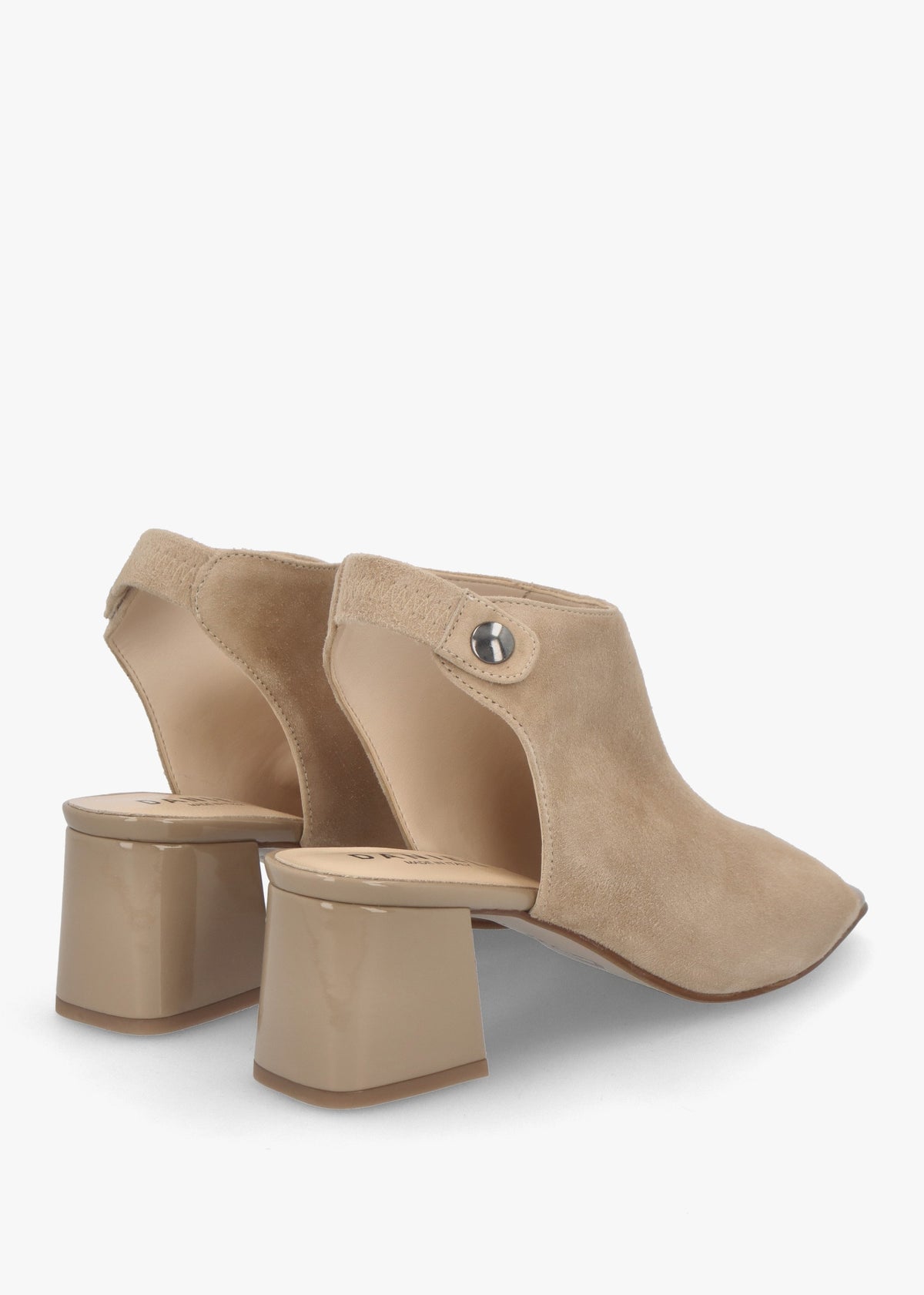 Larai Beige Suede Block Heel Peep Toe Sandals
