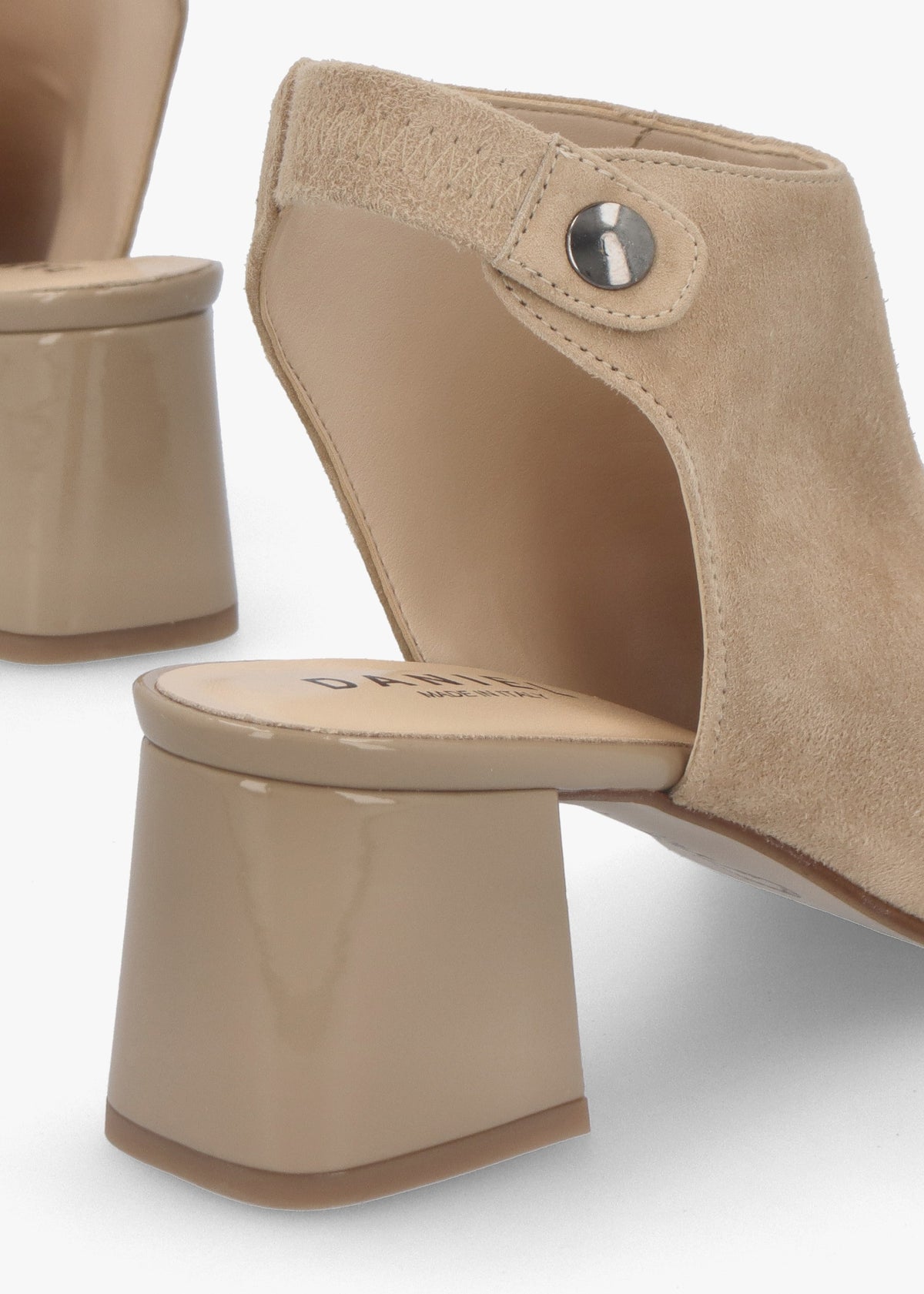 Larai Beige Suede Block Heel Peep Toe Sandals